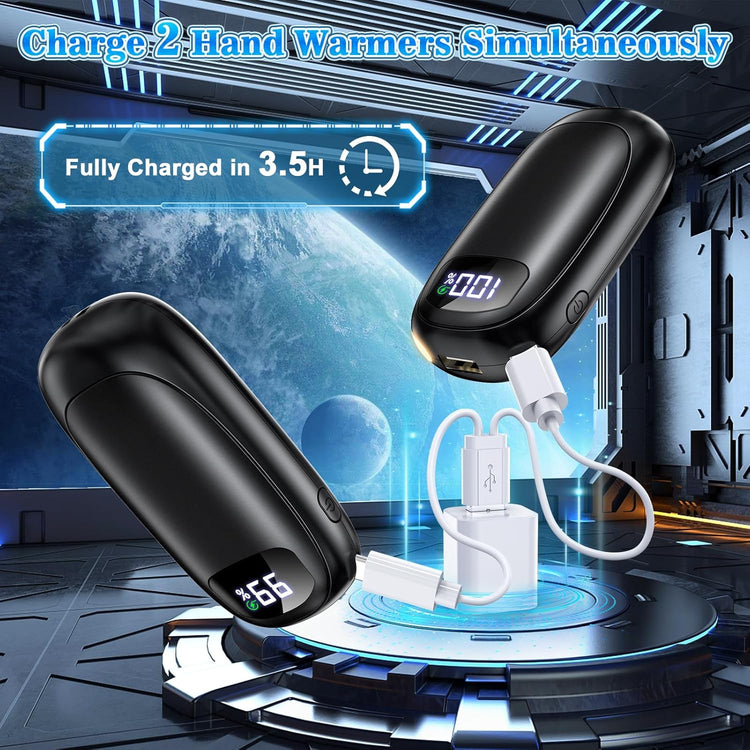 Hand Warmers Rechargeable 2 Pack - Electric Dual-Sided Heating Hand Warmers Max 131β, 20Hrs Battery Operated Pocket Heater for Raynauds, Golf, Camping, Hunting Essentials, Gifts for Men Women